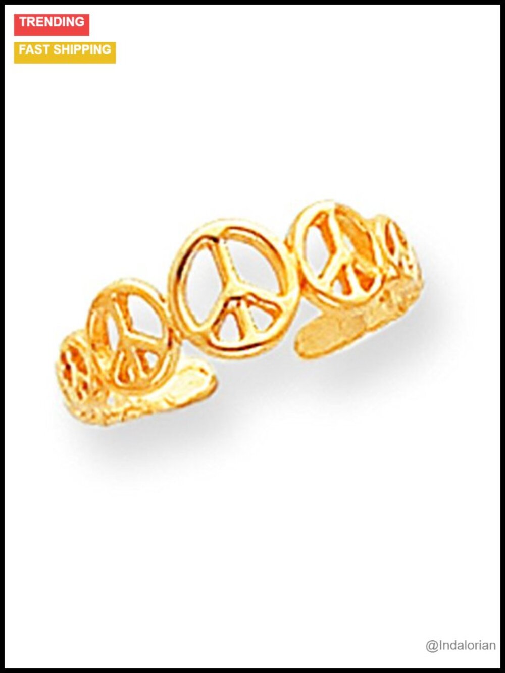 Solid 10k Gold Peace Sign Toe Ring